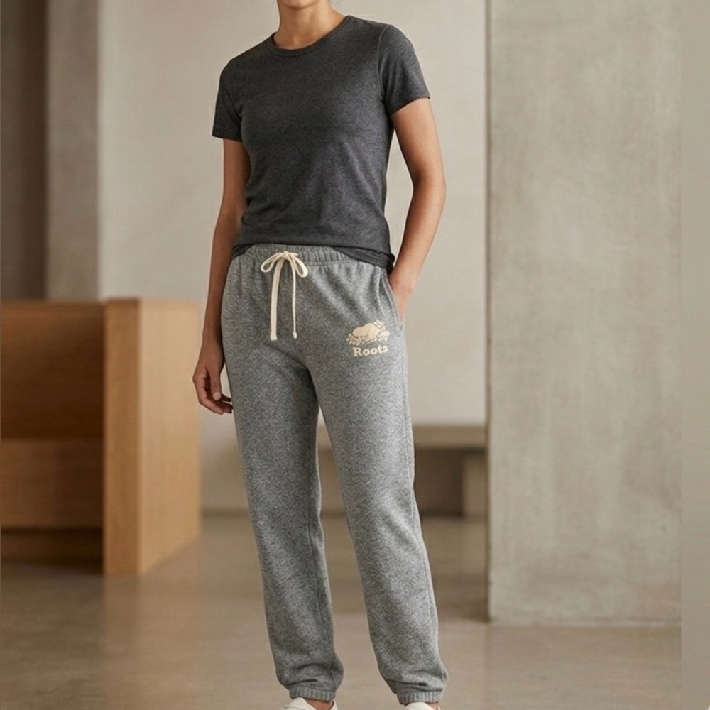 Roots Classic Gray Joggers with Logo